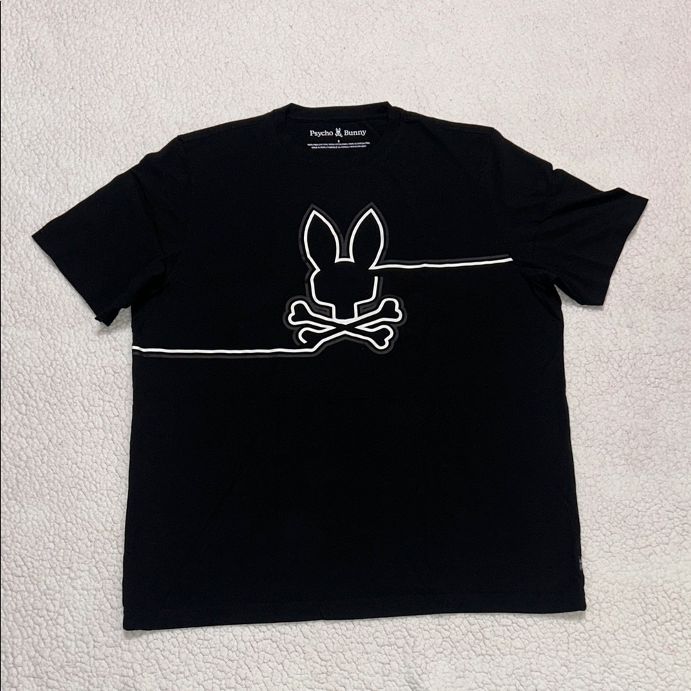 Psycho Bunny Black T-Shirt with White Outline Design NWOT - Picture 4 of 10